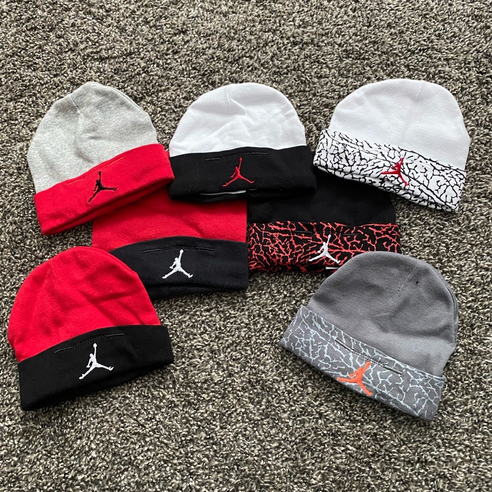 Jordan Newborn Beanie Collection - Red, Black, Gray